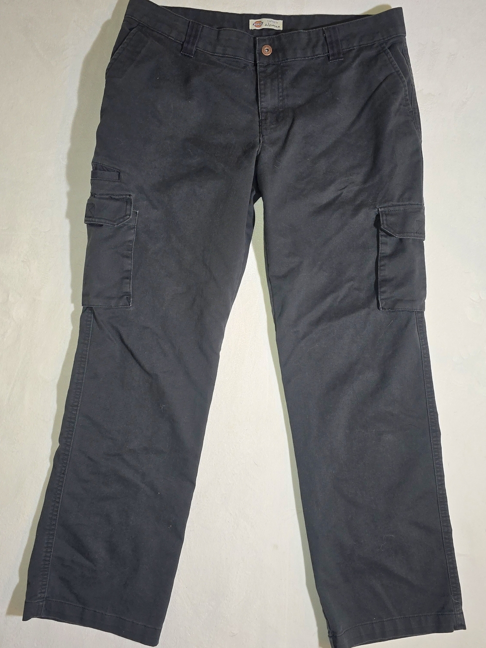 Dickies Women's Relaxed Fit Cargo Pants - Black Size 12R - Tactical Work Trouser